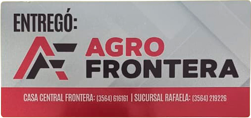 Etiqueta Agro Frontera impresa, sin resinar, acabado mate
